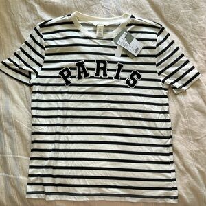 BNWT Emily in Paris Black and White striped T Shirt